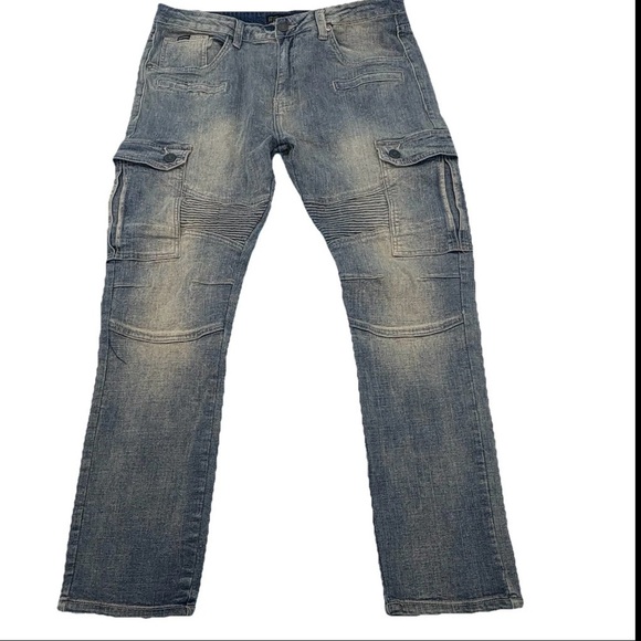 Phat Farm Jeans Mens 38x30” Light Blue Cargo Pockets - Picture 1 of 13